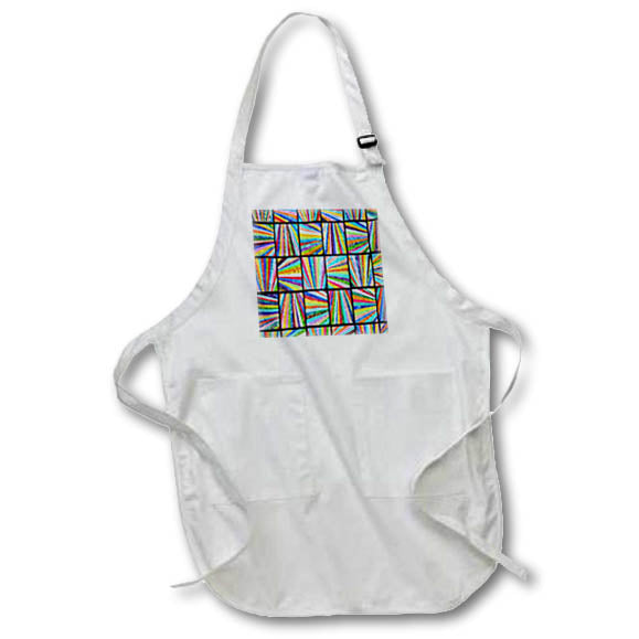 Apron - Image of Multiple Squares Of Neon Blue Yellow Orange In One Square lens Art by Florene - Patchwork Patterns