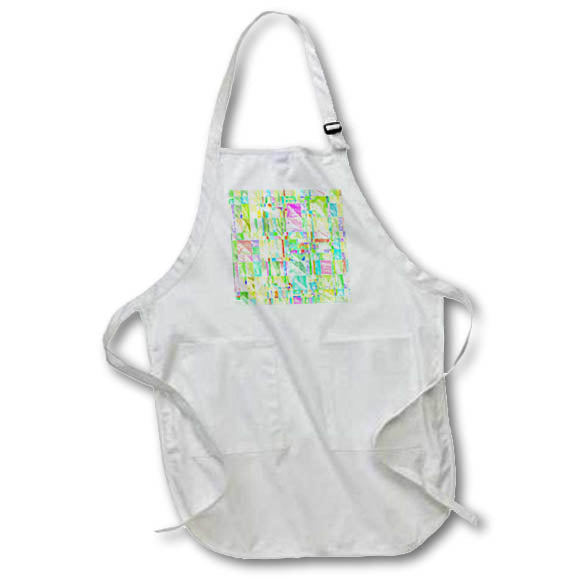 Apron - Image of Rows of Fuchsia Violet And Aqua Patchwork Neon lens Art by Florene - Patchwork Patterns
