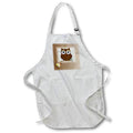 Apron - Image of Brown Cartoon Owl On Taupe with Gradient Gold Tan Heart lens Art by Florene - Love Critters On Gradient