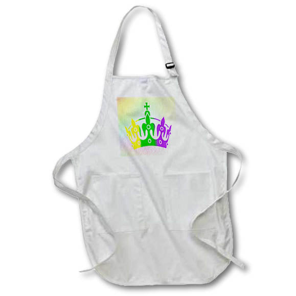 Apron - Image of Yellow Green Violet Tiara On Pastel Gradient lens Art by Florene - Love Critters On Gradient