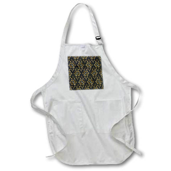 Apron - Gray Roses In Image Of Gold Vintage Frames Pattern Patterns