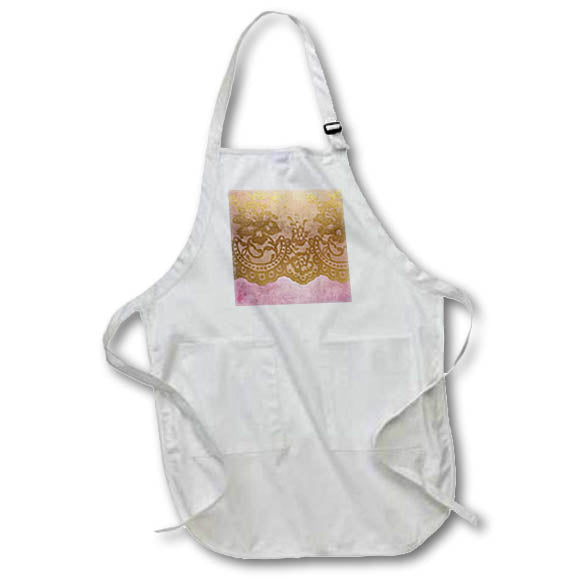 Apron - Pretty Image Of Gold Floral Image Of Lace On Pink Patterns