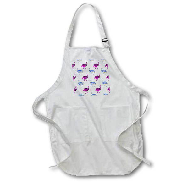 Apron - Chic Pink and Blue Ostrich Pattern Patterns