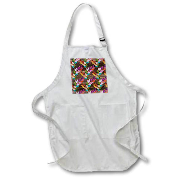 Apron - Colorful Multi-Color Leaf Pattern On An Image Of Wood Pattern Patterns