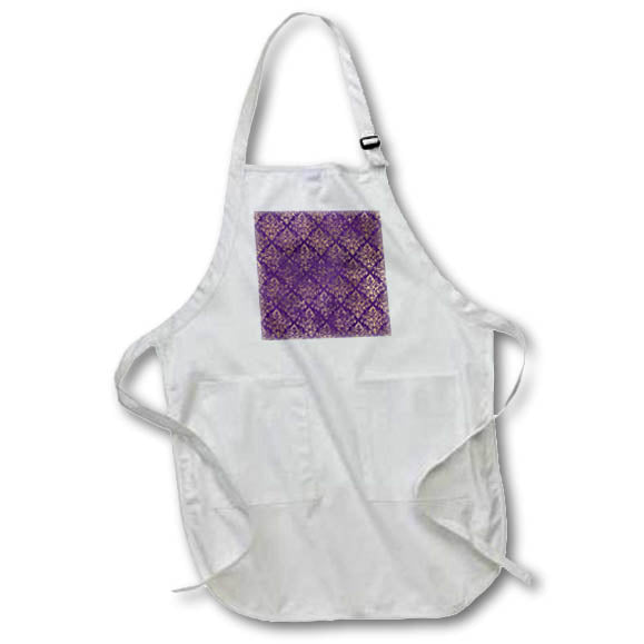 Apron - Elegant Image Of Gold and Purple Damask Pattern Patterns