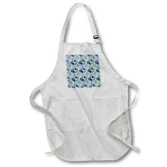 Apron - Pretty Blue and Image Of Gold Butterflies and Flowers Pattern Patterns