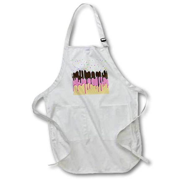 Apron - Cute Dripping Image Of Ice Cream Patterns