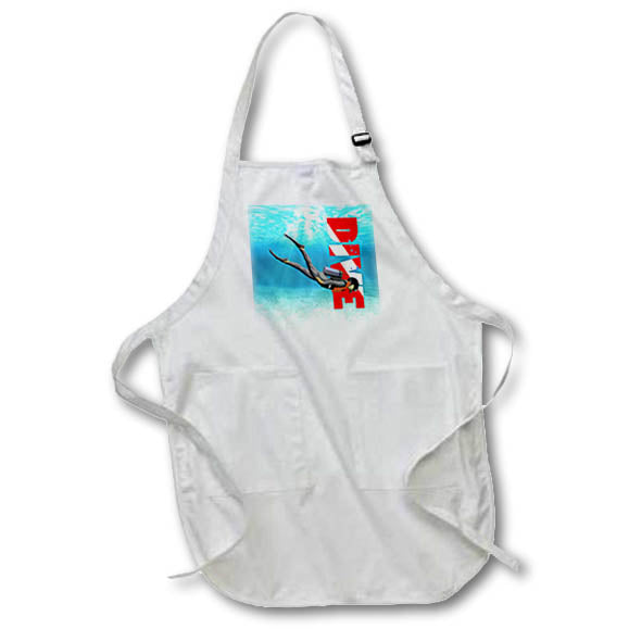 Apron - Scuba diver and dive flag diving underwater. Creative Studios – SCUBA Diving