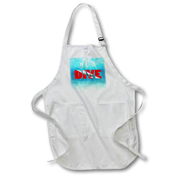 Apron - Underwater men SCUBA diver design with DIVE flag in red and white. Creative Studios – SCUBA Diving