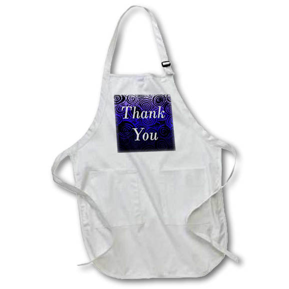 Apron - Say thank you on a lovely blue swirl background Design - Thank You Blue Swirls