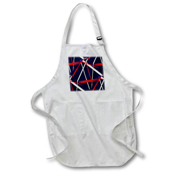 Apron - Crisscrossing Red and White Strips Eighies Retro Design Digital Art - Red Strip Line Line Pattern