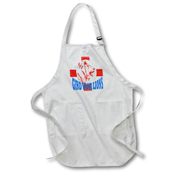 Apron - Gird Your Lions Text With St George Cross English Football Design Vector Art - England Barbary Lion