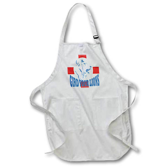 Apron - Gird Your Lions Text With St George Cross English Football Design Vector Art - England Barbary Lion
