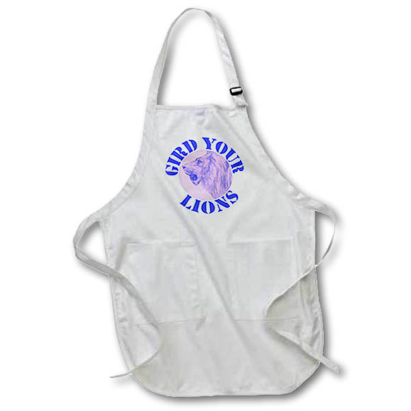 Apron - Gird Your Lions England Barbary Lion In Blue Vector Art - England Barbary Lion