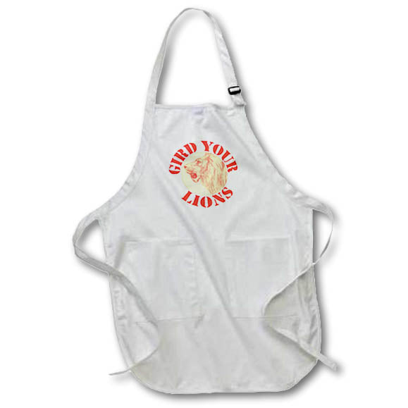 Apron - Gird Your Lions England Barbary Lion In Red Vector Art - England Barbary Lion