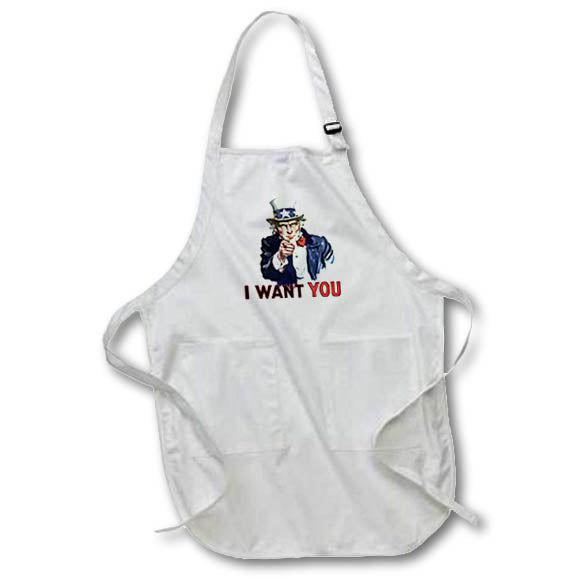 Apron - Uncle Sam I Want You Americana Vintage Style White Background Vector Art - Uncle Sam