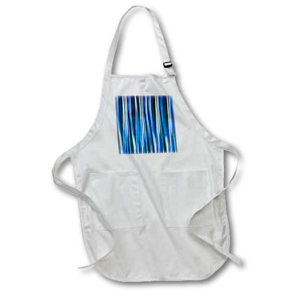 Apron - Uneven Artistic Vertical Stripes Medium Blue Hues Acrylic Painting - Vertical Line Abstract