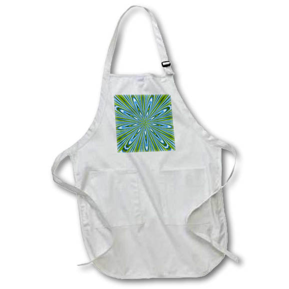 Apron - Lime and Blue Abstract Retro Kaleidoscope Pattern Digital Art - Kaleidoscope Pattern
