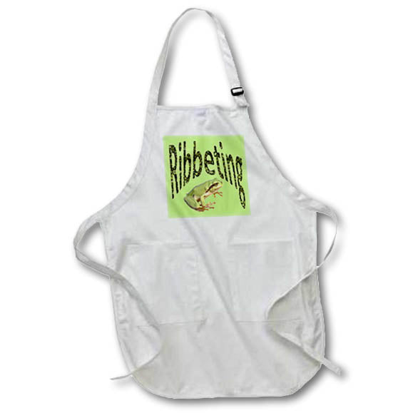 Apron - Ribbeting Text Pattern With Tree Frog Photograph On Green Vector Art - Tree Frog