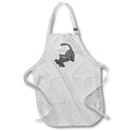 Apron - Cute Funny Blue Grey Playful Kitty Cat Crouching with Fish Cartoon Pets