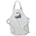 Apron - Funny Blue Grey Playful Kitty Cat with Purple Daisy Flower Cartoon Pets