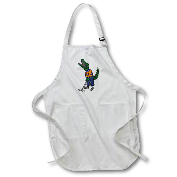 Apron - Funny Cute Alligator Playing Golf Sports Cartoon Sports and Hobbies