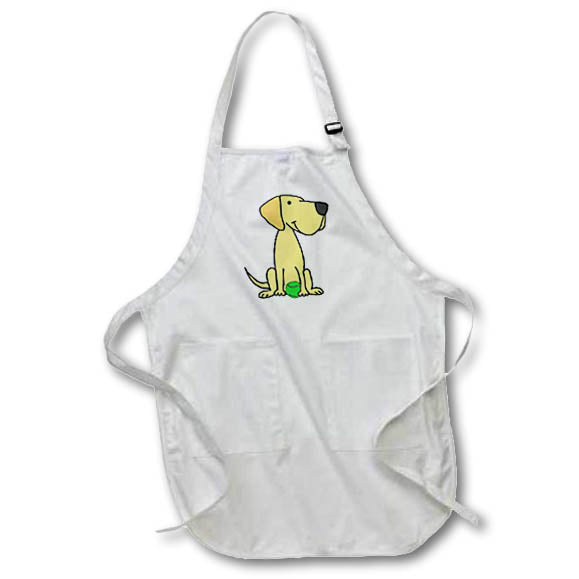 Apron - Funny Cute Yellow Labrador Retriever Dog with Tennis Ball Cartoon Pets