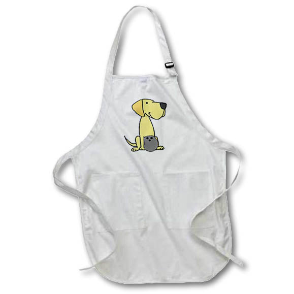Apron - Funny Cute Yellow Labrador Retriever Dog Bowling Cartoon Pets