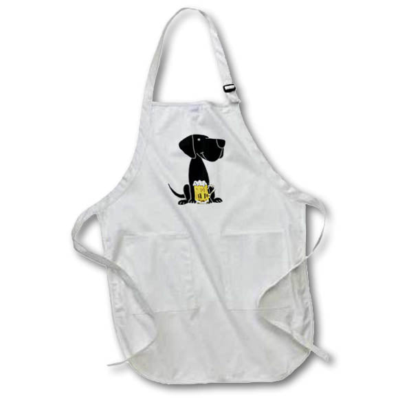 Apron - Funny Cute Black Labrador Retriever Puppy Dog Drinking Beer Cartoon Pets