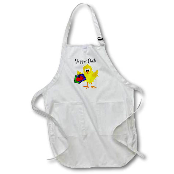 Apron - Cute Funny Shopper Chick Chicken with Shopping Bags Cartoon Funny