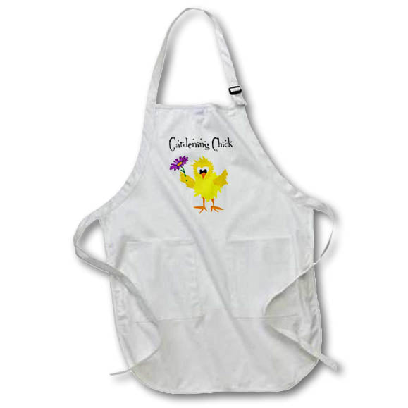Apron - Cute Funny Gardening Chick Chicken with Daisy Flower Cartoon Funny