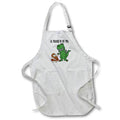 Apron - Funny Cute T-rex Dinosaur and Caveman Pleased to eat you Pun Cartoon Funny