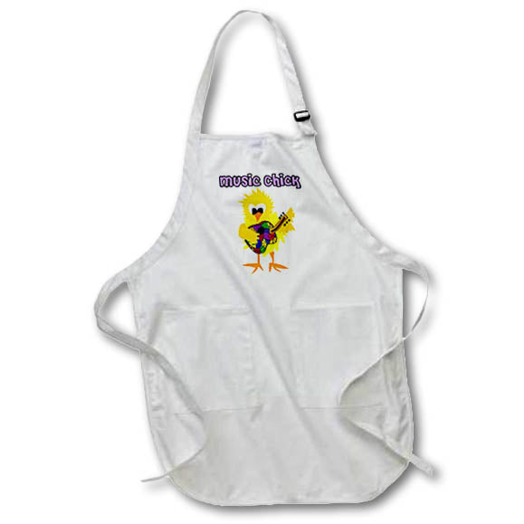 Apron - Cute Funny Music Chick Chicken Playing Guitar Music Cartoon Funny