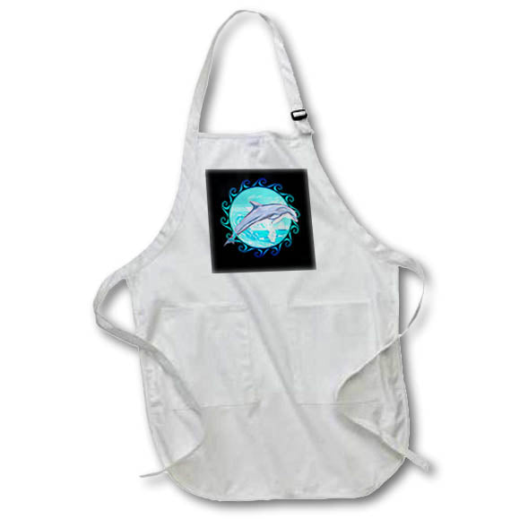 Apron - A dolphin jumping through a ocean blue tribal maori sun symbol. Creative Studios – Dolphins