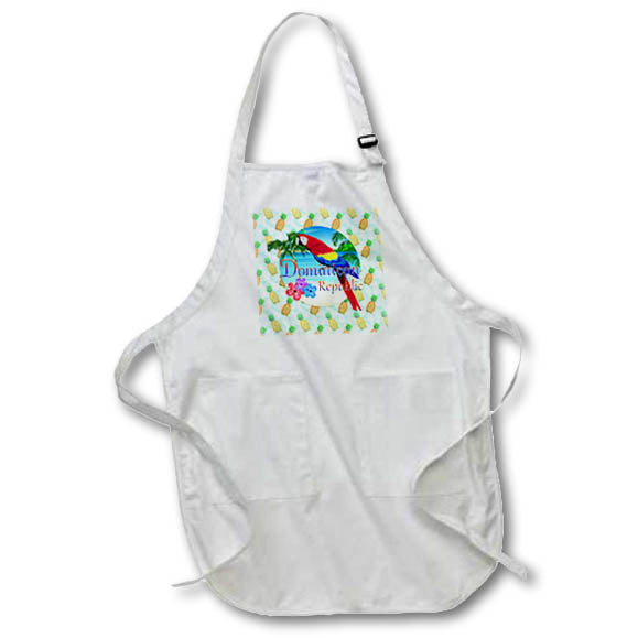 Apron - Dominican Republic Caribbean beach parrot on a pineapple pattern. Creative Studios – Dominican Republic