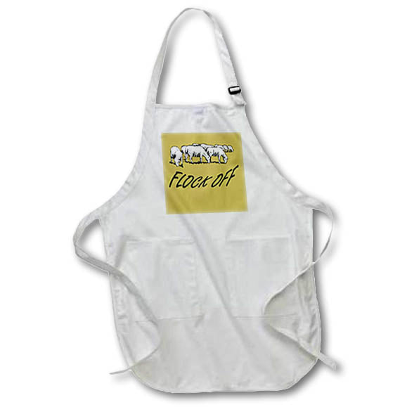 Apron - Flock Off Text With Vintage Style Sheep Illustration Illustration - Sheep Humor