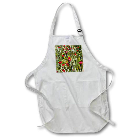 Apron - Red Poppies In A Wheat Field Painting Acrylic Painting - Wildflowers