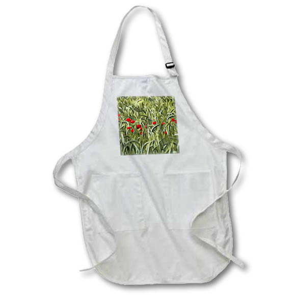 Apron - Wheatfield Poppy Landscape Acrylic Art Acrylic Painting - Wildflowers