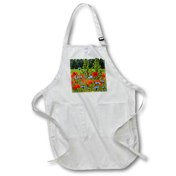 Apron - Poppies And Cornflowers Colorful Landscape Art II Acrylic Painting - Wildflowers