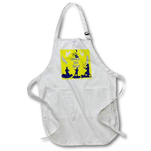 Apron - Wake Up Seas The Day Kiteboarder In Blue Shades Vector Art Vector Art - Kitesurfers