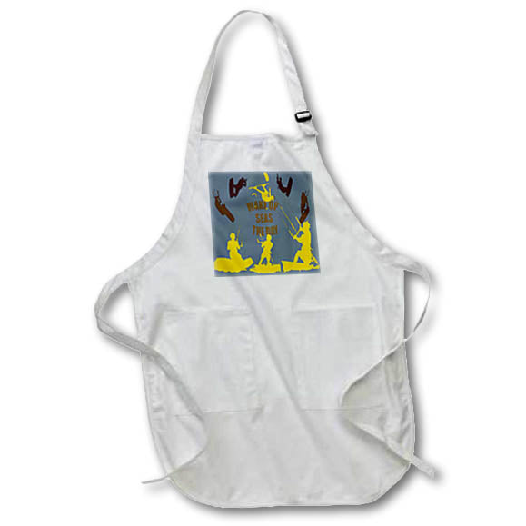 Apron - Wake Up Seas The Day Kiteboarder In Yellow Vector Art Vector Art - Kitesurfers