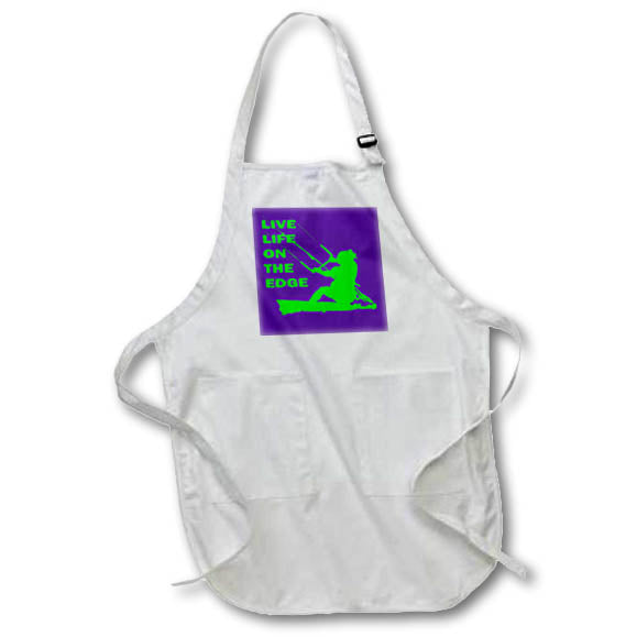 Apron - Live Life On The Edge Lime KiteSurfer Tilting The Board Vector Art - Kitesurfer
