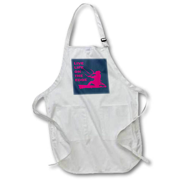 Apron - Live Life On The Edge Pink KiteSurfer Tilting The Board Vector Art - Kitesurfer