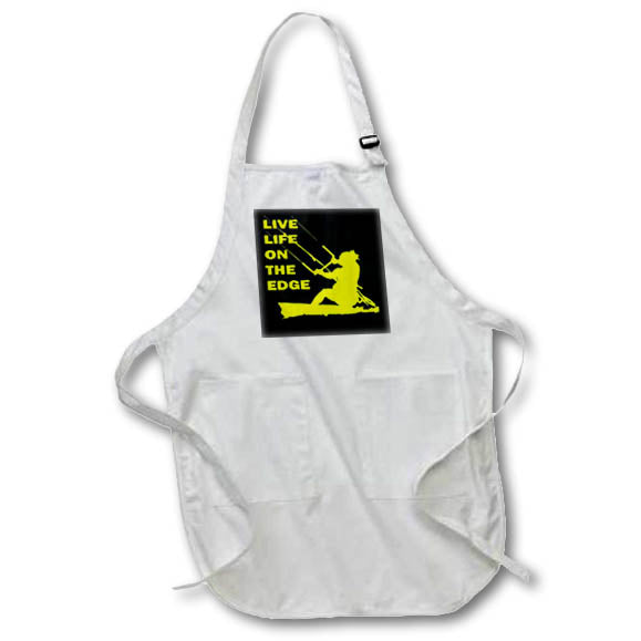 Apron - Live Life On The Edge Yellow KiteSurfer Tilting The Board Vector Art - Kitesurfer