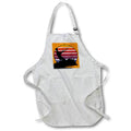 Apron - Kiteboarder Riding A Wave Black Silhouette With Seventies Sunset Vector Art - Kitesurfer