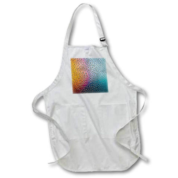 Apron - Image of Contemporary Photo Of Raindrops On Aqua And Gold lens Art by Florene - New Contemporary Art