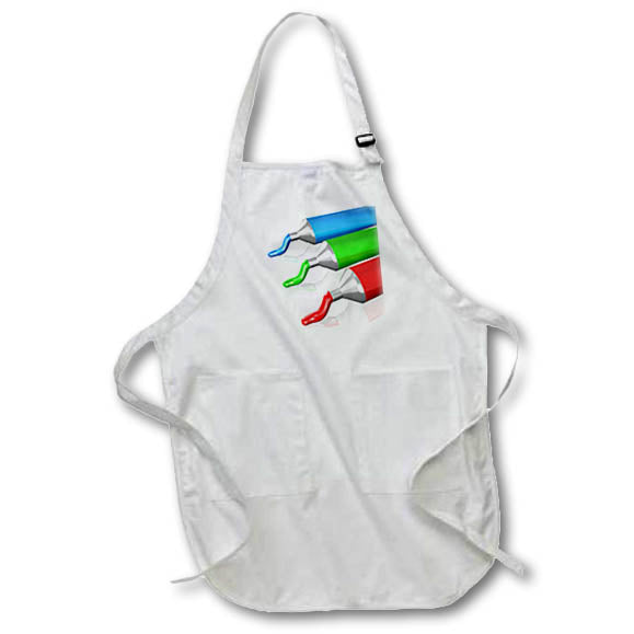 Apron - Image of Modern Painting Of Red Green And Blue Paint Tubes lens Art by Florene - New Contemporary Art
