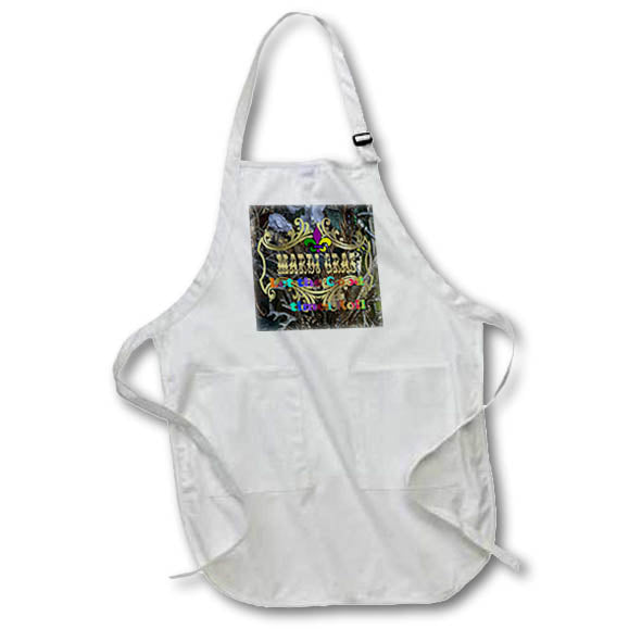 Apron - Image of Colorful Let the Good Times Roll On Gold Mardi Gras Sign lens Art by Florene - Mardi Gras