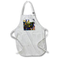 Apron - Image of Giant Gold And Bright Blue Mask In Front Of Bourbon Street lens Art by Florene - Mardi Gras