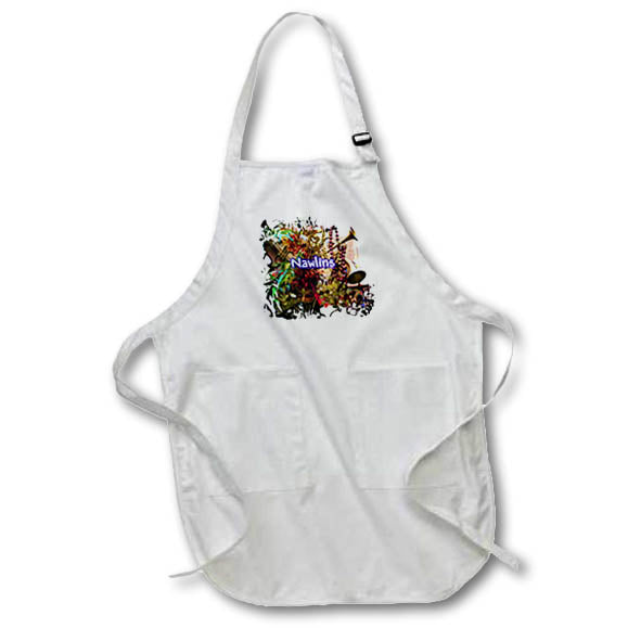 Apron - Image of Word Nawlins On Symbols Of Mardi Gras Painting lens Art by Florene - Mardi Gras